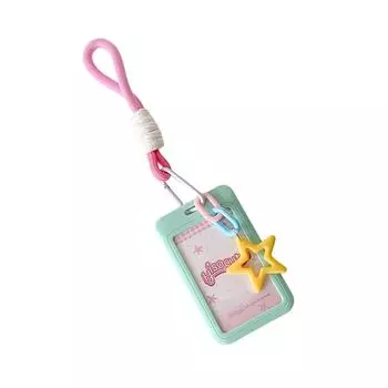 Брелок-держатель для фотокарточек, плетеный шнурок, держатель для фотокарточек, защитный рукав для ID-карты, школьные канцелярские принадлежности для женщин зелёный