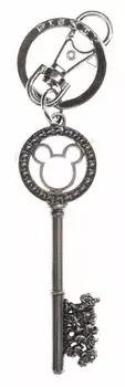 Брелок Disney Pewter Keyring Brass Finish с бусинами из драгоценных камней Микки Друзья и (Серебряный) серебряный