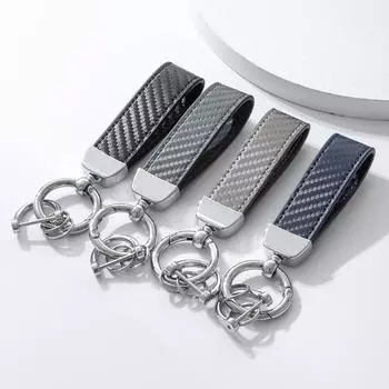 Брелок для автомобиля из углеродного волокна ручной работы - кожаный кулон с защитой от потери для мужчин и женщин