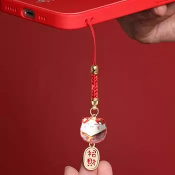 Брелок для автомобиля Lucky Cat Брелок для телефона с мультяшным ремешком Украшения Kawaii Maneki Neko Подвеска Подарки жёлтый