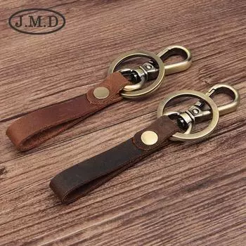 Брелок для автомобиля ручной работы из натуральной кожи, винтажный, из коровьей кожи, бронзовый - креативный небольшой подарок 8433 Small коричневый