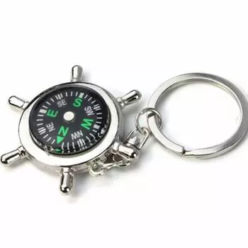 Брелок для кемпинга, пешего туризма, выживания, новый портативный брелок из сплава серебра, морской компас, штурвал
