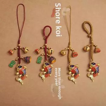 Брелок для ключей Abacus Koi в стиле золотого песка из меди: Подвеска, приносящая удачу, для ключей, сумок и телефонов.