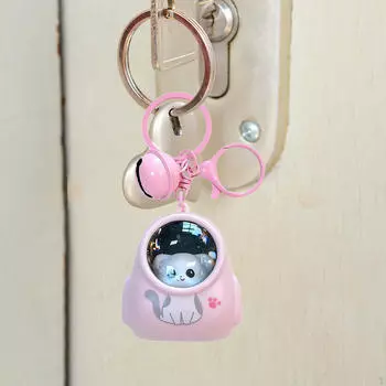 Брелок для ключей Атмосфера Брелки для ключей Космонавт Котенок Декор Милый Коготь Машина Подарок Паре розовый