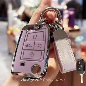 Брелок для ключей, автомобильный брелок для Volkswagen VW Tiguan Golf Jetta Polo Atlas Skoda, держатель для умных ключей чёрный