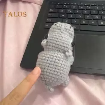 Брелок для ключей «Бегемот» ручной работы, чучела животных, куклы, игрушки, друзья, семья, брелок для ключей, вязанный крючком, украшение серый