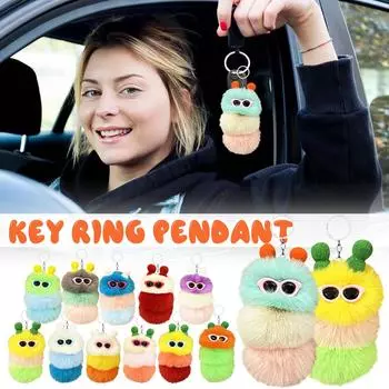 Брелок для ключей Caterpillar, мультяшная плюшевая кукла, сумка, кулон, креативный автомобильный брелок, небольшой подарок One Size бежевый