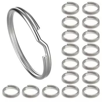 Брелок для ключей, держатель для ключей, двойное кольцо, набор из 20 карабинов, внешняя окружность 10 мм, легкий брелок, легко устанавливается, кольцо для сумки, серебристый