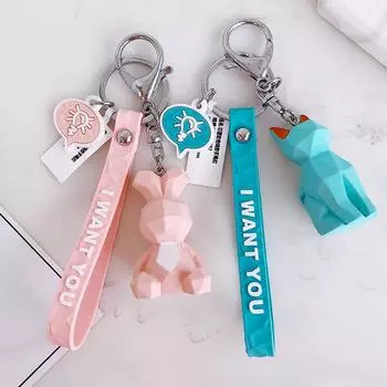 Брелок для ключей для девочек, студентов, динозавров, смоляных брелоков, креативных животных, женщин, писем, подарков, панды, милых, модных, телефонов, ручной работы Rabbit