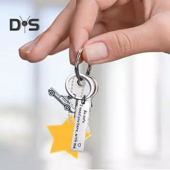 Брелок для ключей Drive Safe I Love You с персонализированной гравировкой инициалов, подарочный брелок из нержавеющей стали с гладкой отделкой A