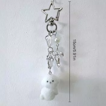 Брелок для ключей Flocking Puppy Sweet Star Flowers Подвеска для телефона Чехол для наушников Подвеска Сумка Декор Брелок для ключей от машины