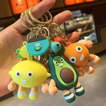 Брелок для ключей Fruit Family Cartoon Avocado Orange Lemon - Милая кукла Fashion Bag Charm Individual OPP bag packaging