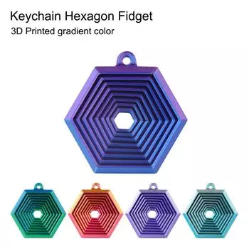 Брелок для ключей Hexagon FidgetKeychain, напечатанный на 3D-принтере, подарочный брелок с 3D-принтером One Size армия зеленый