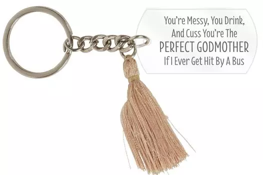 Брелок для ключей Inkdotpot для крестной матери, выгравированный акриловый держатель для ключей, новоселье 4.2 Inches чистый