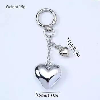 Брелок для ключей Ins Style Silver Heart, подвеска для телефона, чехол для наушников, декоративная сумка, автомобильный брелок для ключей as the picture