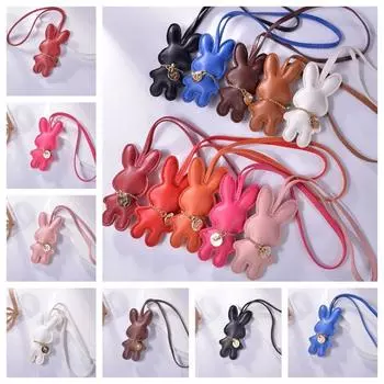 Брелок для ключей из искусственной кожи с изображением животного, держатель для ключей в виде сумки, подвеска в виде милого кролика, брелок для сумки, подвесной чёрный