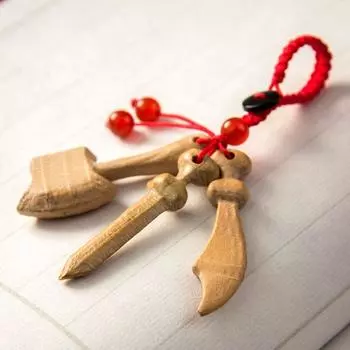 Брелок для ключей из персиковой веточки, украшение на сумку из дерева, подарок на брелок из персикового дерева Style 3