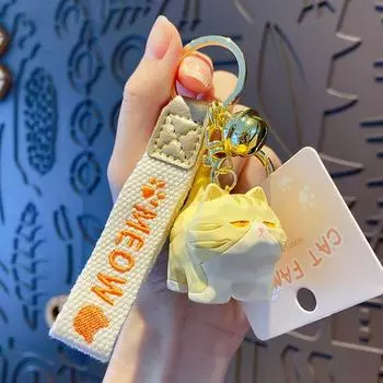 Брелок для ключей из смоляного дерева с резным котом, милый мультяшный брелок с животным, креативный изысканный брелок для сумки, кулон для детей, подарок