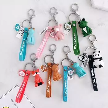 Брелок для ключей из смолы для девочек с изображением динозавра, милые буквы, брелок для ключей с изображением животных, модный студенческий телефон, креативные женские подарки, панда, уникальный Deer