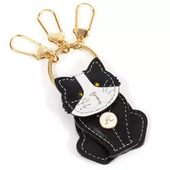 Брелок для ключей «Кошка хачиварэ», позволяющий стоять и двигать лицом NH0860 15901 Один размер [Kitamura] Женский Черный/Белый [Черный]