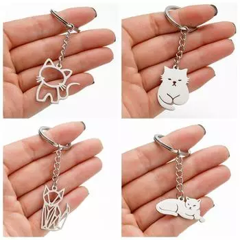 Брелок для ключей Котята Брелок из нержавеющей стали Кошка Брелок Милый Кот Брелок Сумка Шарм Style 3