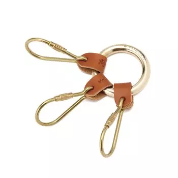 Брелок для ключей Кожаный брелок из натуральной коровьей кожи Унисекс, обесцвеченный коричневый Коричневый [IL BISONTE] Женский Мужской