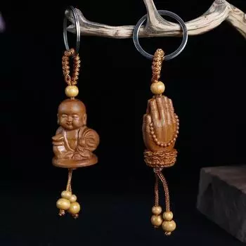 Брелок для ключей «Лотос Авалокитешвара», вырезанный из дерева, кулон «Лотос Гуаньинь Бодхисаттва» в подарок style K