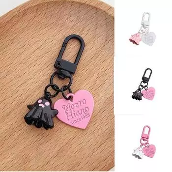 Брелок для ключей Love, украшения, кулон Y2K, милый мультяшный брелок с привидением, украшение чёрный