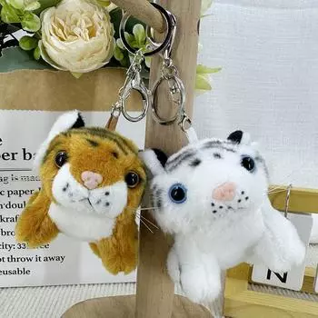 Брелок для ключей «Маленький тигр» 4 дюйма, плюшевый — подвеска на рюкзак для детей и взрослых 10 cm (Snap Button)