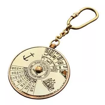 Брелок для ключей Marine 100 Years Perpetual Calendar World Timer Brass Keyring Keychain
