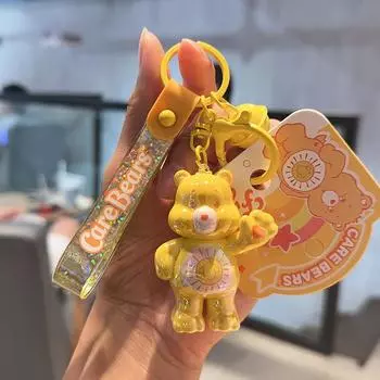 Брелок для ключей «Медведи заботы» с гальваническим покрытием «Медведь любви», брелок для сумки, милая подвеска жёлтый