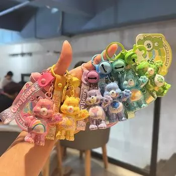 Брелок для ключей «Медведи заботы» с гальваническим покрытием «Медведь любви», брелок для сумки, милая подвеска жёлтый