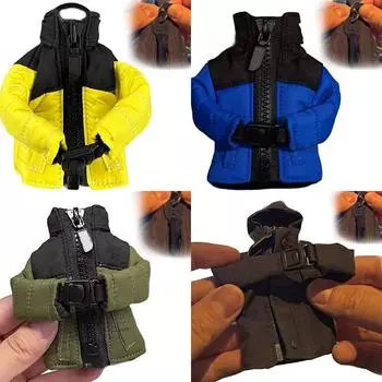 Брелок для ключей Мини-пуховик Крутая кожаная мини-куртка с застежкой-молнией Уникальная забавная куртка с ключом Подарки для мужчин и женщин жёлтый