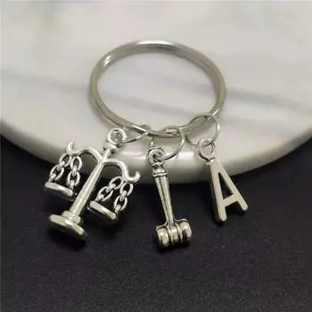 Брелок для ключей «Молот правосудия» с 26 буквами, брелок «Судья», брелок «Юрист», подарки на день рождения A