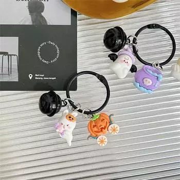 Брелок для ключей «Мультяшный Хэллоуин» Милая подвеска-призрак в виде тыквы Брелок для рюкзака Чехол для наушников Шарм Аксессуары Подарки на Хэллоуин
