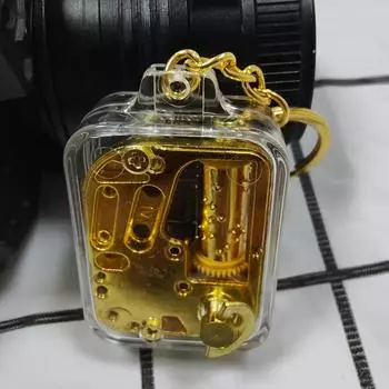 Брелок для ключей «Музыкальная шкатулка» из акрила для декора комнаты, креативный брелок с мелодией карусели, дизайн «Небесный город», уникальный рождественский подарок и сувенир для путешествий золотистый