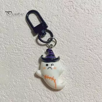 Брелок для ключей на Хэллоуин из мультфильма, брелок для ключей в виде скелета, призрака, ведьмы, тыквы, вешалка, кулон, аксессуары для кошелька, рюкзака на Хэллоуин H