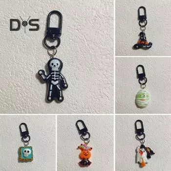 Брелок для ключей на Хэллоуин из мультфильма, брелок для ключей в виде скелета, призрака, ведьмы, тыквы, вешалка, кулон, аксессуары для кошелька, рюкзака на Хэллоуин H