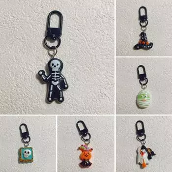 Брелок для ключей на Хэллоуин из мультфильма, брелок для ключей в виде скелета, призрака, ведьмы, тыквы, вешалка, кулон, аксессуары для кошелька, рюкзака на Хэллоуин H