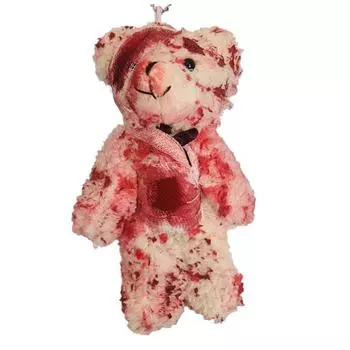 Брелок для ключей на Хэллоуин Кукла Брелок Кровавый раненый медведь Подвеска на Хэллоуин кофейный