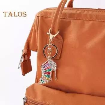 Брелок для ключей на высоком каблуке с пряжкой, декоративный сплав, цветные стразы, держатель для ключей в машину, рюкзак, аксессуары фиолетовый