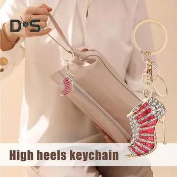 Брелок для ключей на высоком каблуке с пряжкой, декоративный сплав, цветные стразы, держатель для ключей в машину, рюкзак, аксессуары золотистый
