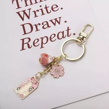 Брелок для ключей Neko, подвеска для телефона, ремешок для мобильного телефона, брелок-амулет в виде сакуры, брелок в виде кошки на удачу D