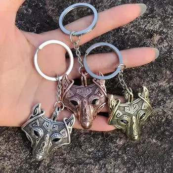 Брелок для ключей Nordic Viking Wolf, серебряный брелок для ключей серебряный