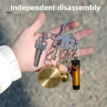 Брелок для ключей Octopus из нержавеющей стали со съемными S-образными крючками, прочный портативный держатель для ключей для кемпинга на открытом воздухе, металлическая подвесная пряжка-карабин Sets