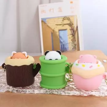 Брелок для ключей Panda Little Bear Piggy Decompression, силиконовый брелок для ключей от машины, игрушки-щипки Style 1