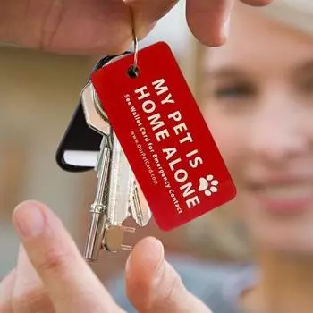 Брелок для ключей «Питомец один дома» Брелок для ключей с оповещением о безопасности домашних животных и аварийным контактом