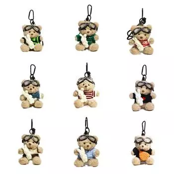 Брелок для ключей плюшевый брелок для ключей в виде животного, плюшевый медведь, куклы, креативный брелок для ключей в виде медведя-пилота, пара для детей Style E