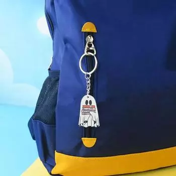 Брелок для ключей «Призрак на Хэллоуин» с изображением мультяшного призрака, держащего книгу, легкий деревянный брелок, украшения на Хэллоуин для женщин D