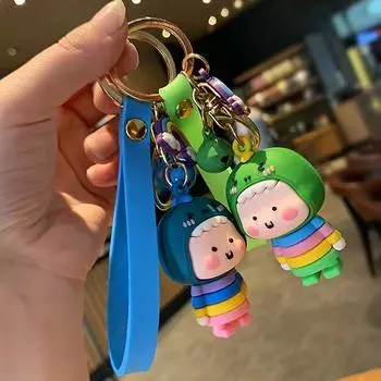 Брелок для ключей «Радужный динозавр»: Милый красочный мультяшный кулон для мужчин и женщин